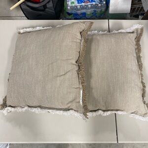 Elegant Fringed Beige Accent Pillows